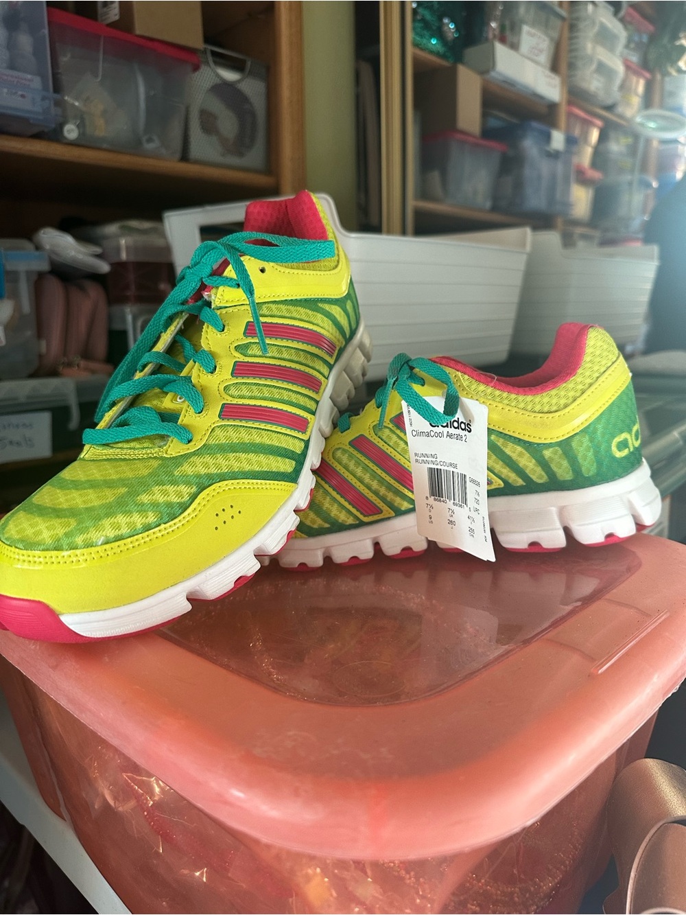 Adidas Clima Cool Aerate 2 Yellow Green Pink athletic Shoes - Picture 2 of 8
